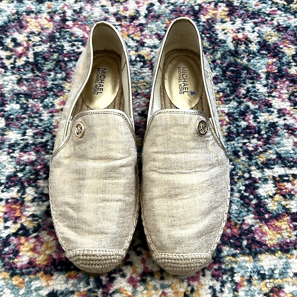 Michael Kors shimmery gold espadrilles